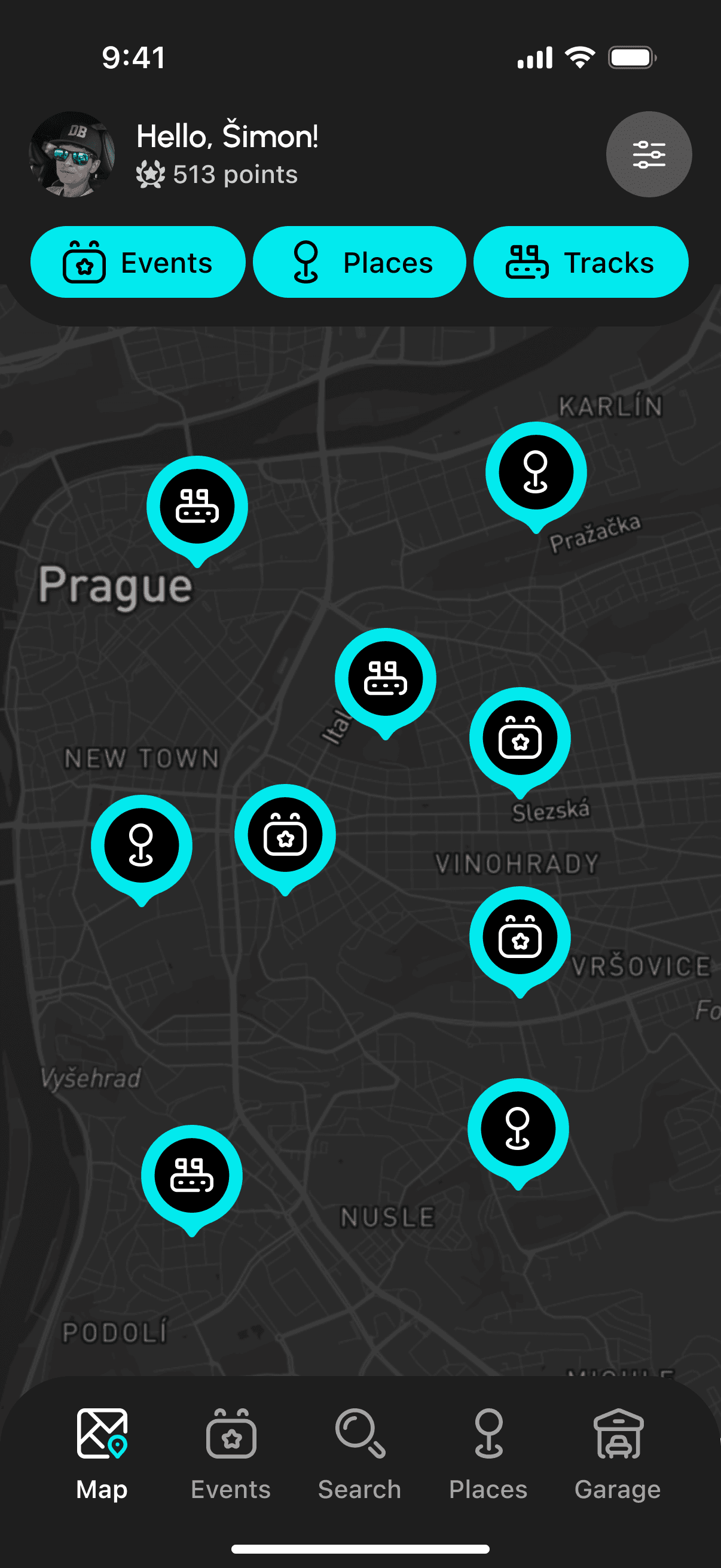 Mapa v aplikaci ApexWorld